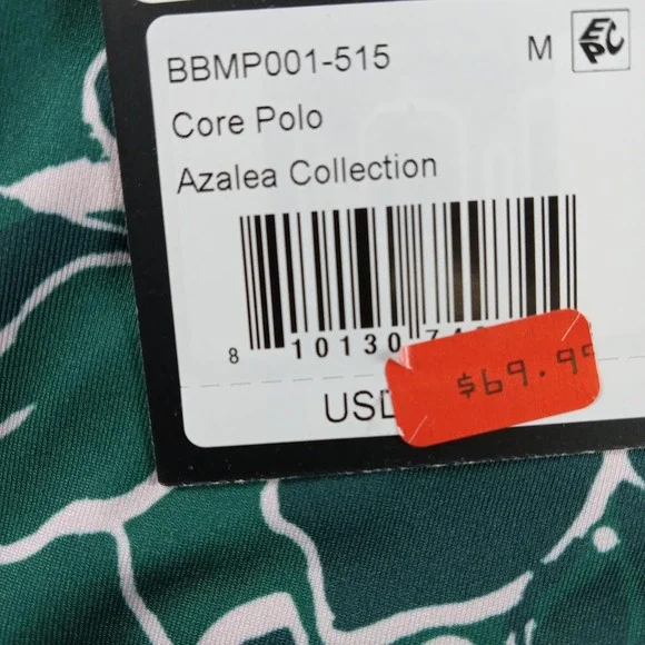 Bad Birdie‎ Shirt Mens Medium Green Floral Azalea Collection Core Polo Stretch